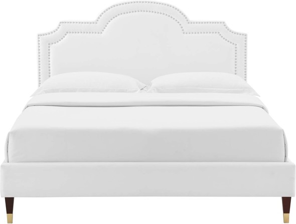 king bed frame with headboard modern Modway Furniture Beds White