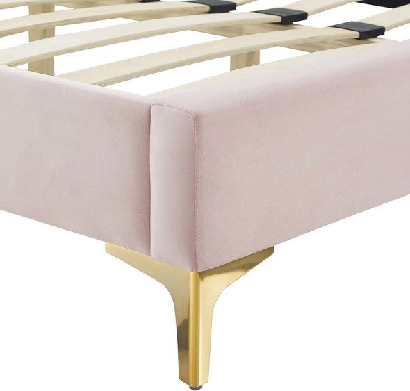 wooden king size bed frame with headboard Modway Furniture Beds Pink