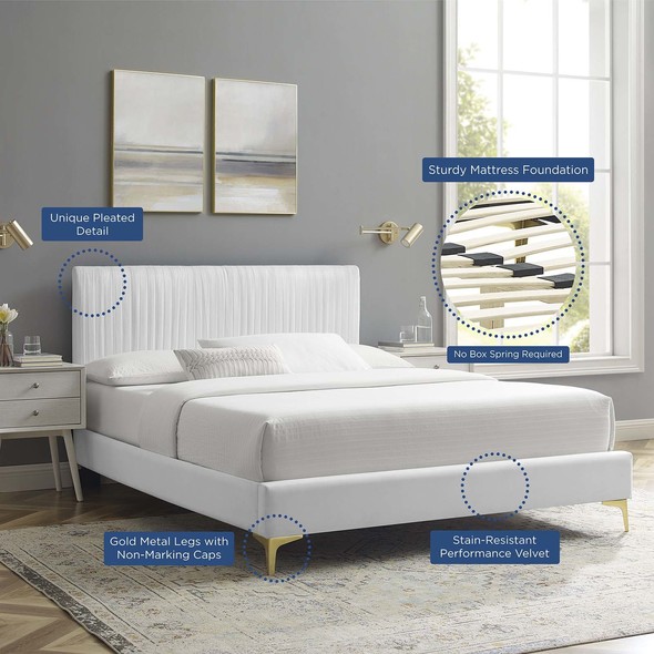 metal and wood bed frame queen Modway Furniture Beds White