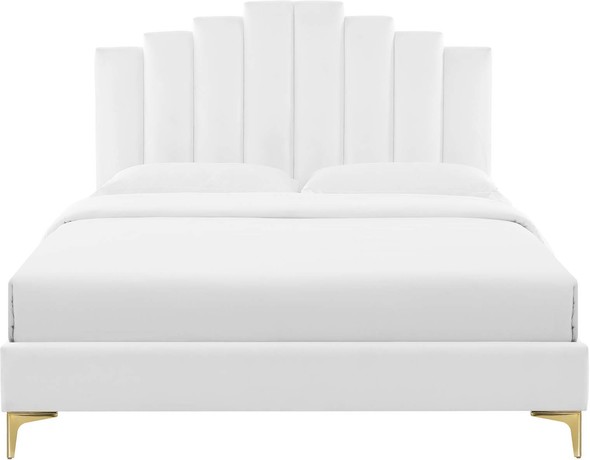 king wood bed frame with headboard Modway Furniture Beds White