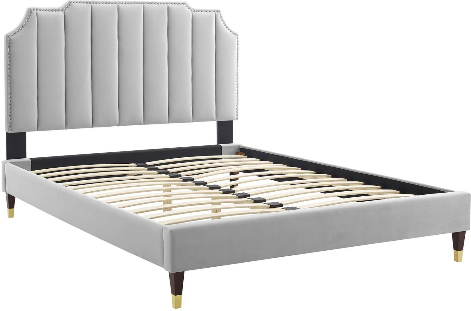 king size bed frame with headboard and mattress Modway Furniture Beds Light Gray