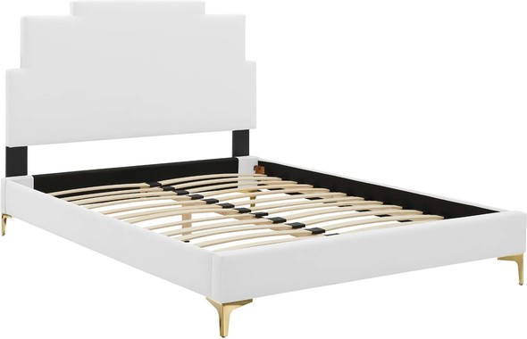 black platform bed frame Modway Furniture Beds White