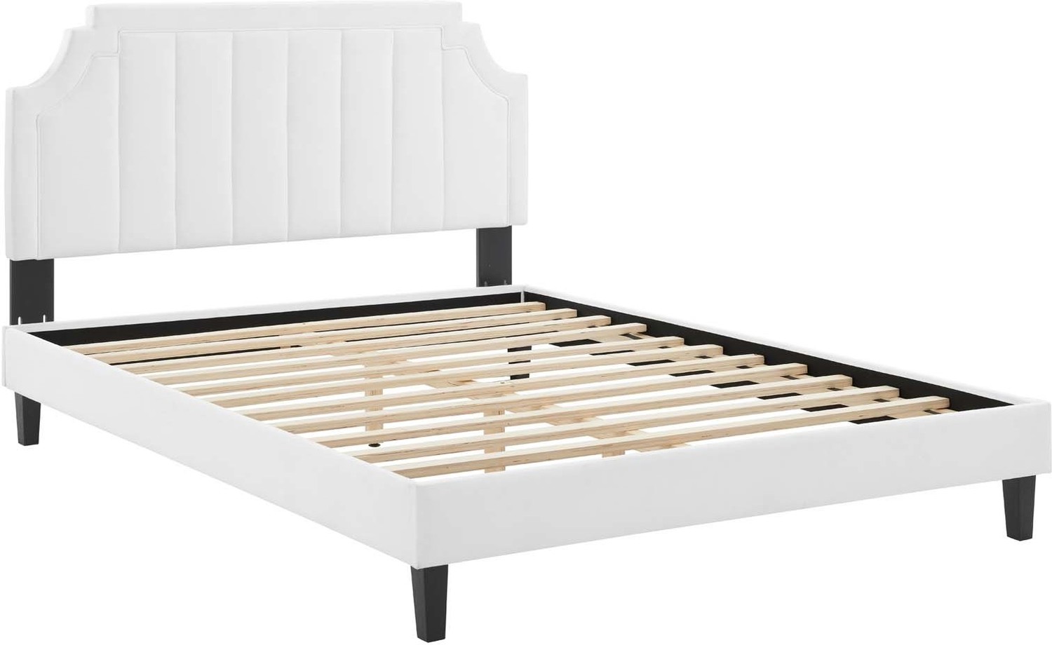 low profile king bed frame with headboard Modway Furniture Beds White