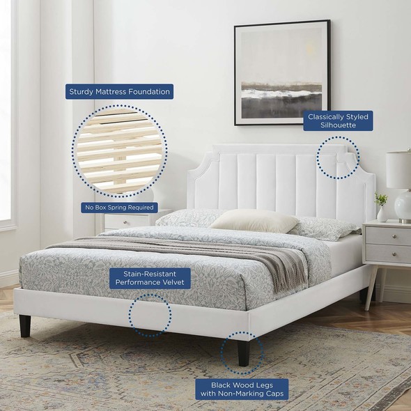 low profile king bed frame with headboard Modway Furniture Beds White