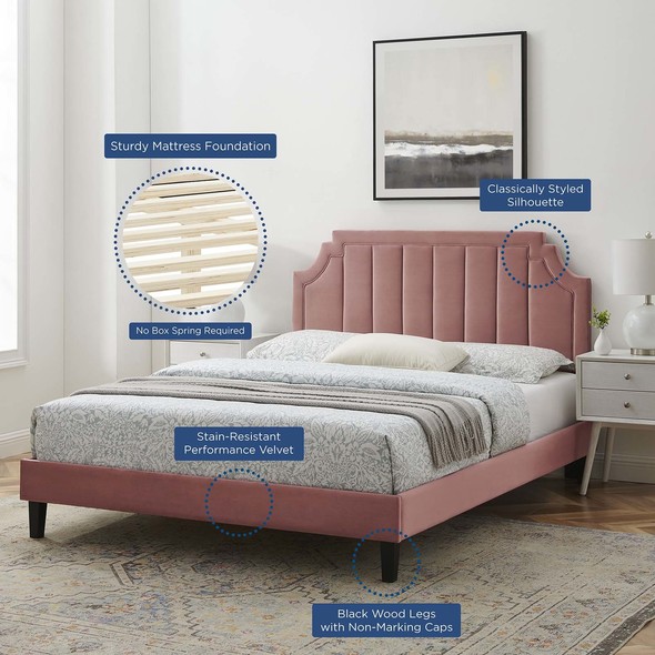 base bed frame Modway Furniture Beds Dusty Rose