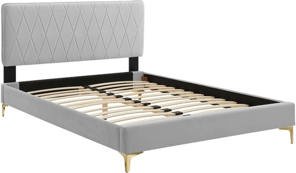metal frame queen bedframe Modway Furniture Beds Light Gray