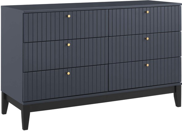 6 drawer dresser dark wood Modway Furniture Bedroom Sets Blue
