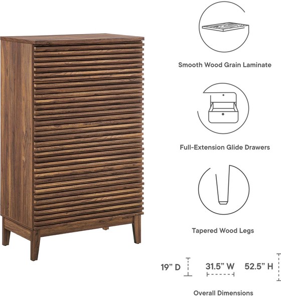 4 drawer chest black Modway Furniture Case Goods Walnut