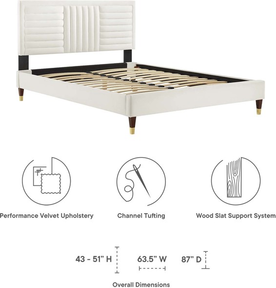 queen low profile bed frame with headboard Modway Furniture Beds White