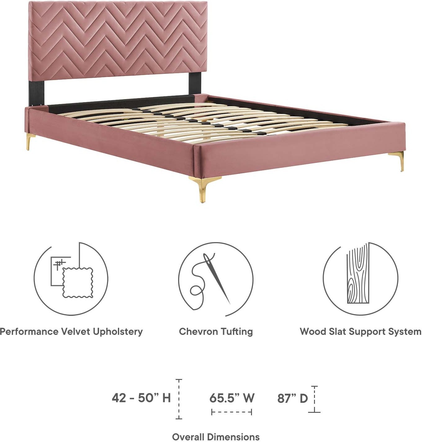 queen platform bed frame with headboard ikea Modway Furniture Beds Dusty Rose