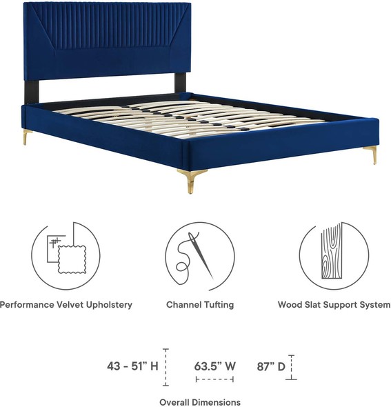 metal headboards double Modway Furniture Beds Navy