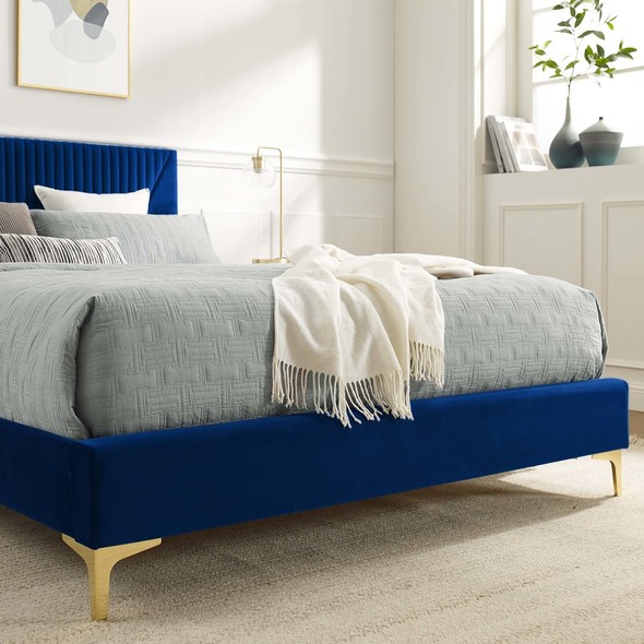 metal headboards double Modway Furniture Beds Navy