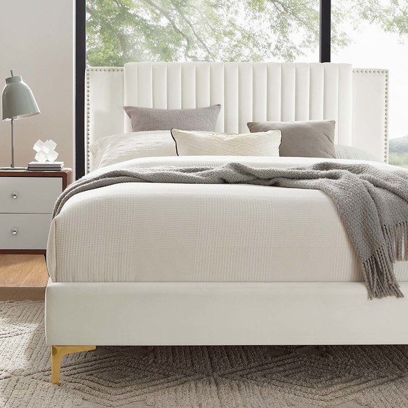 bed frame queen with headboard and storage Modway Furniture Beds White