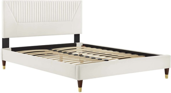 queen size wood platform bed Modway Furniture Beds White