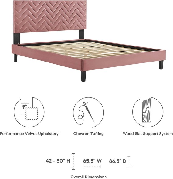 platform tufted king bed Modway Furniture Beds Dusty Rose