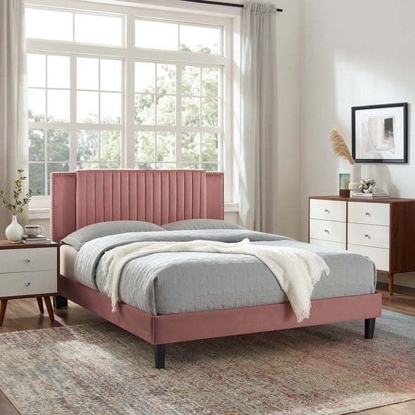 king bed frame with high headboard Modway Furniture Beds Dusty Rose