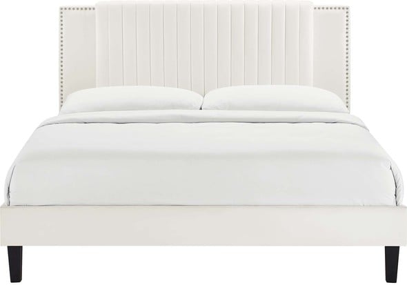 bed upholstered Modway Furniture Beds White