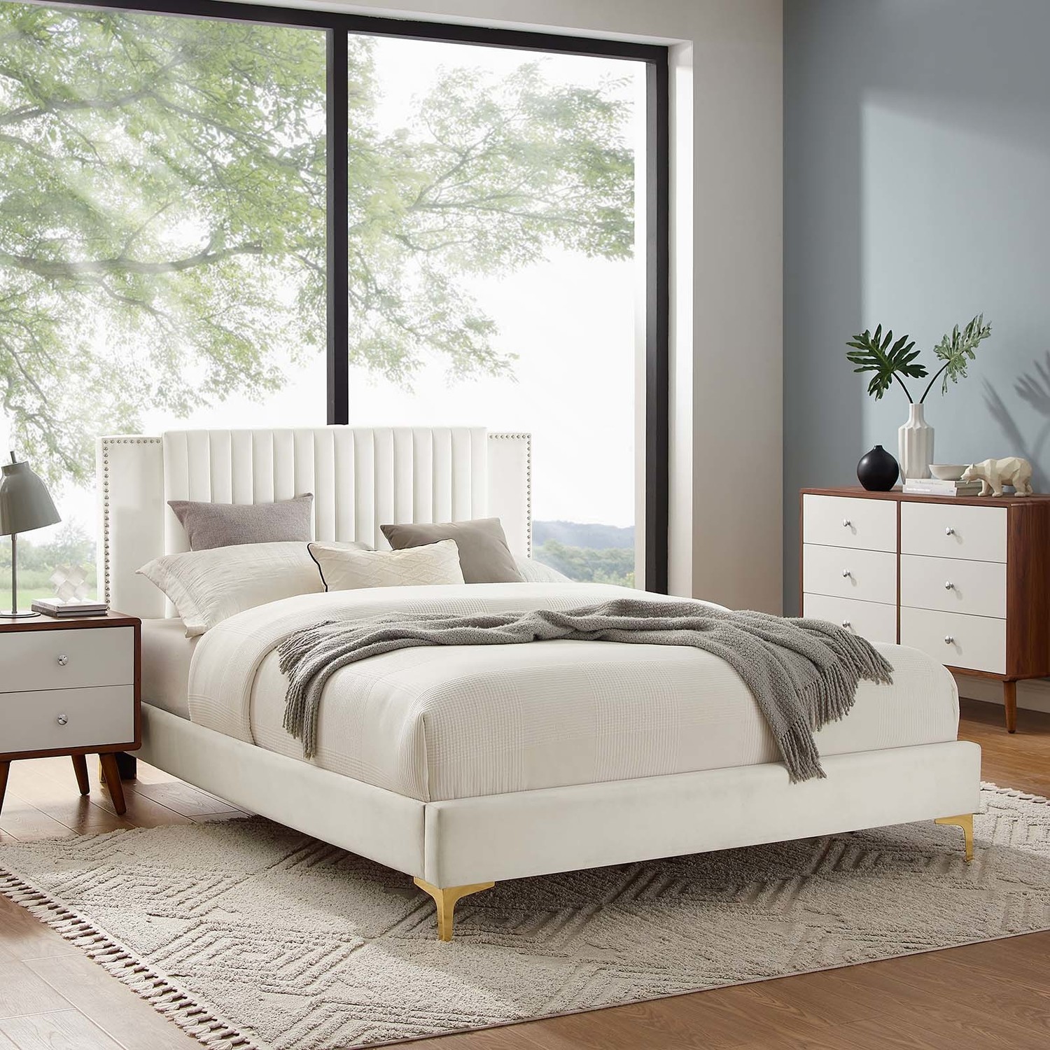 king of beds Modway Furniture Beds White