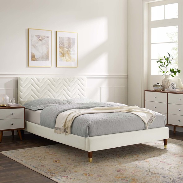 low platform bed queen Modway Furniture Beds White