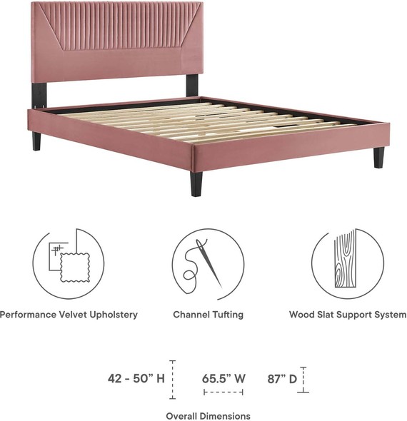 high rise bed frame full Modway Furniture Beds Dusty Rose
