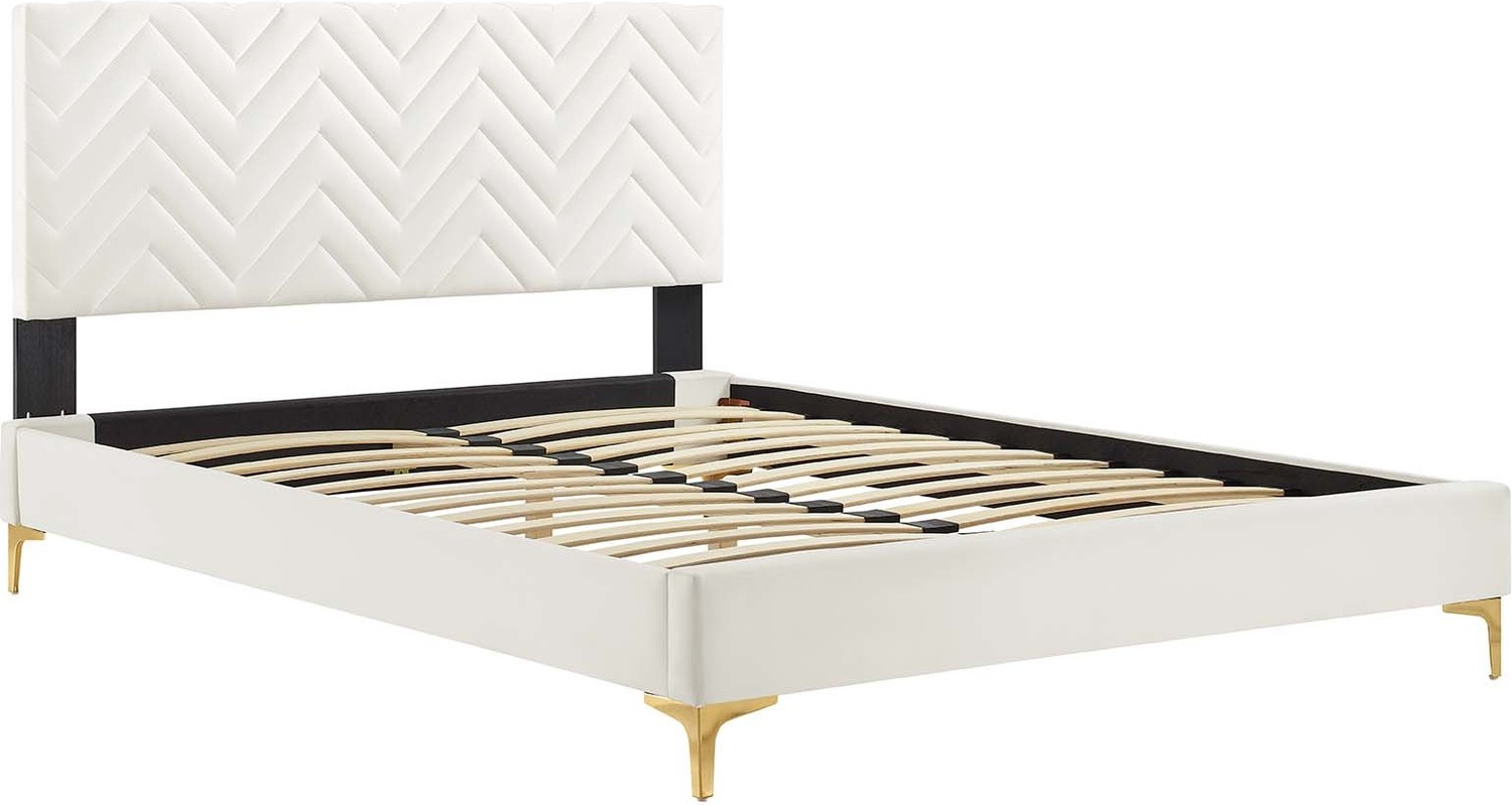 modern metal bed frame queen Modway Furniture Beds White