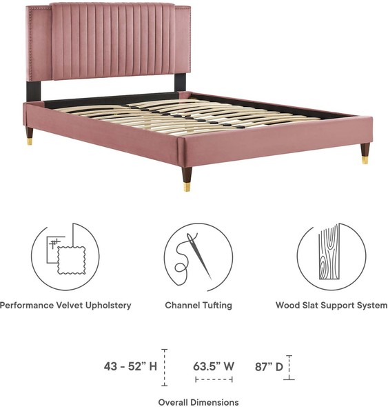 queen upholstered platform bed with storage Modway Furniture Beds Dusty Rose