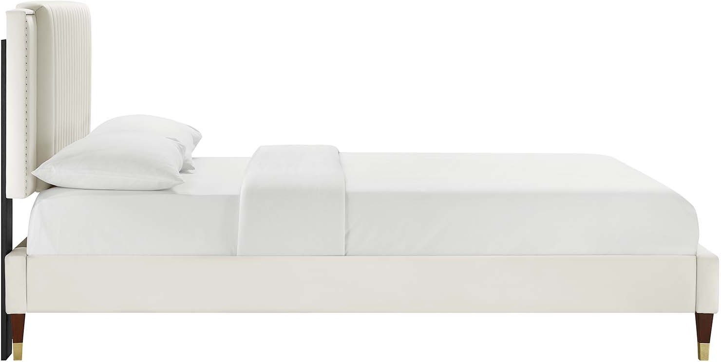 floor king bed frame Modway Furniture Beds White