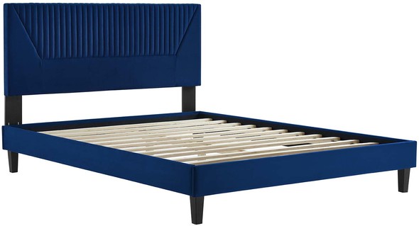 wood frame platform bed frame queen Modway Furniture Beds Navy