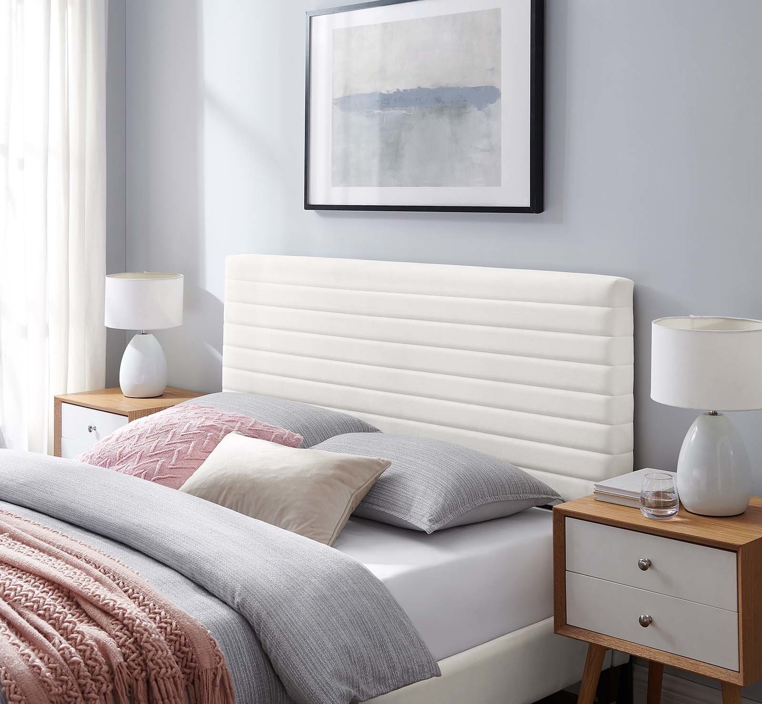 white headboard with shelves Modway Furniture Headboards White