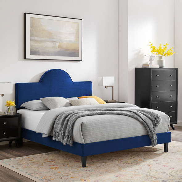 king size bed frame with headboard wood Modway Furniture Beds Navy