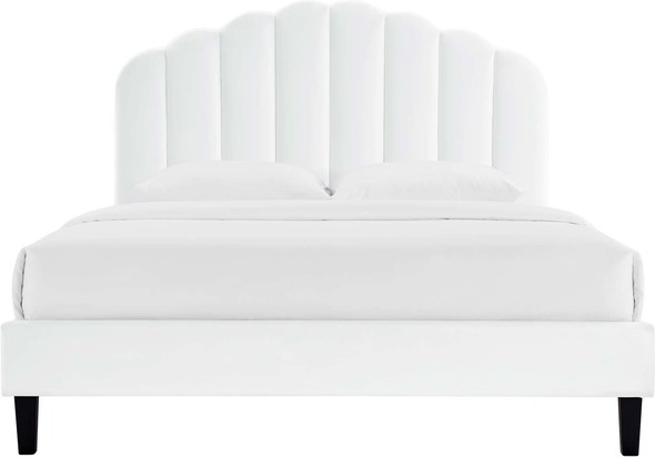 full size platform bed with headboard Modway Furniture Beds White