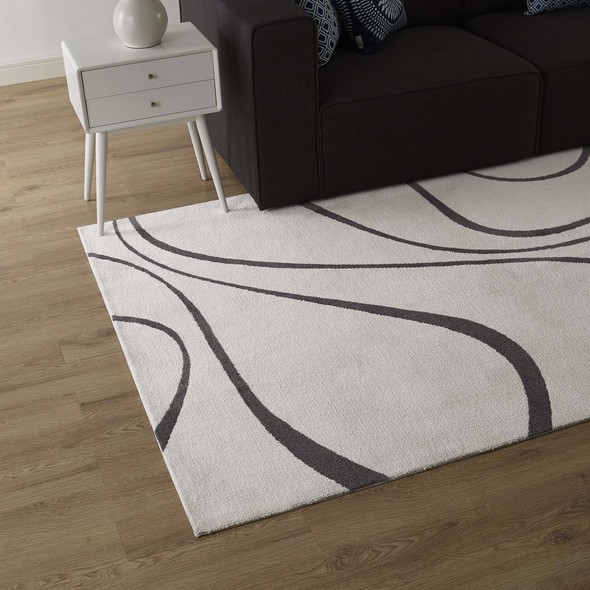 cut to size rug Modway Furniture Rugs Ivory and Charcoal