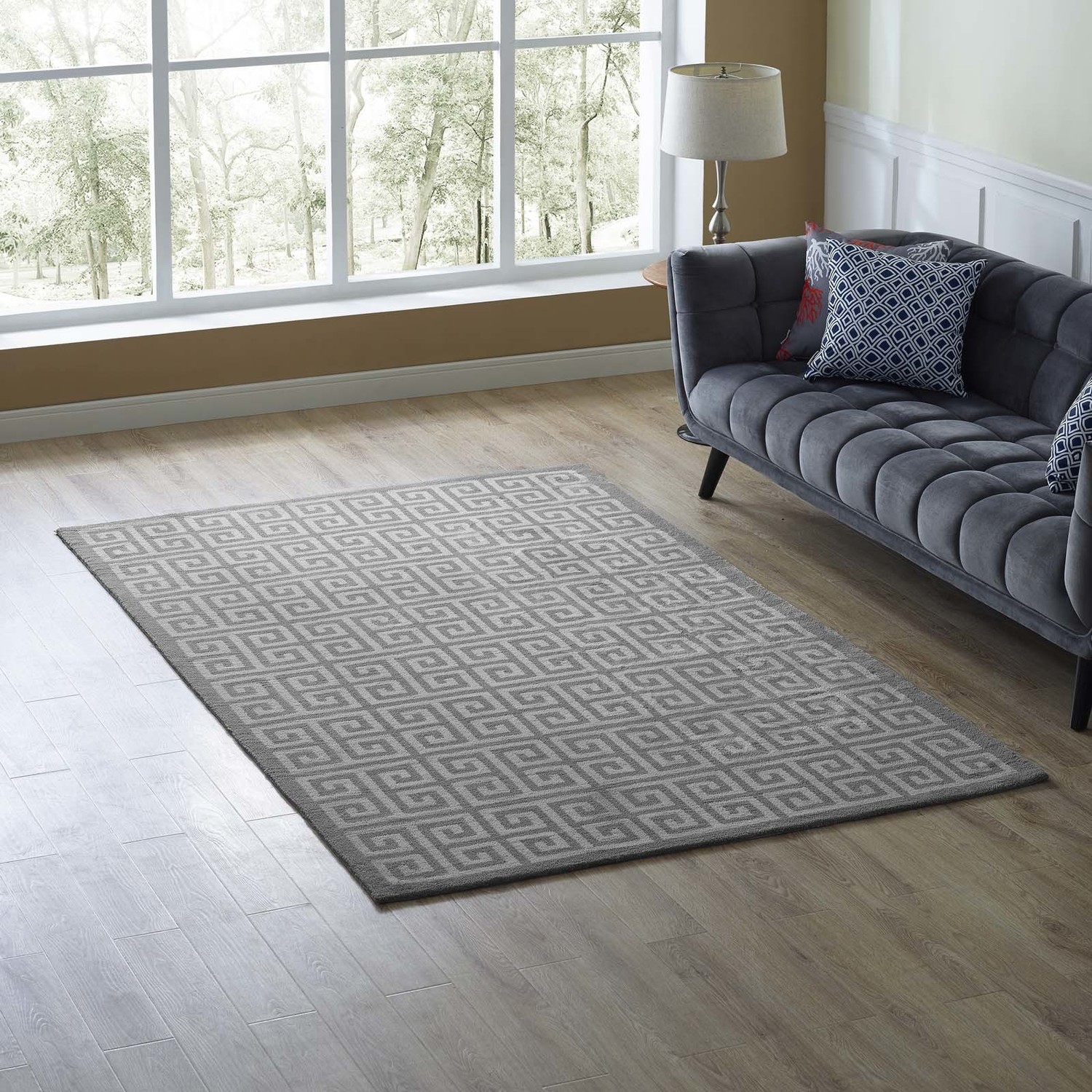 green grass carpet near me Modway Furniture Rugs White and Light Gray