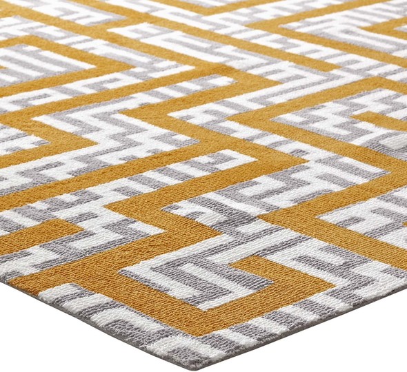 black and gray runner rug Modway Furniture Rugs Ivory, Light Gray and Banana Yellow