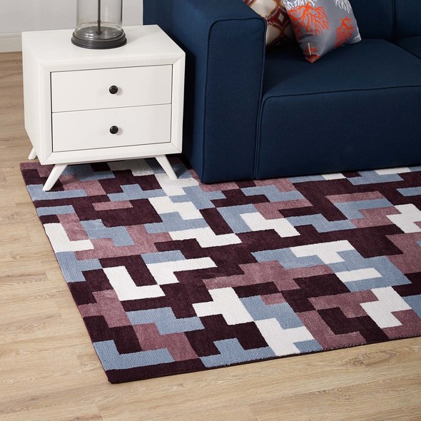 area rugs 12 x 15 Modway Furniture Rugs Multicolored Red and Light Blue