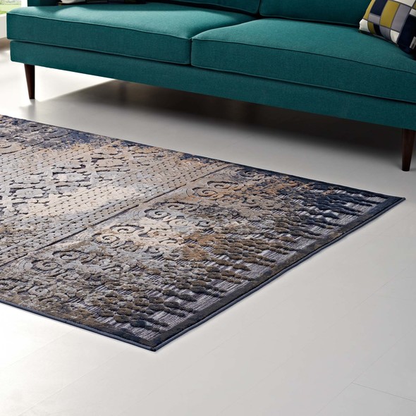 5 * 7 carpet size Modway Furniture Rugs Blue, Rust and Cream