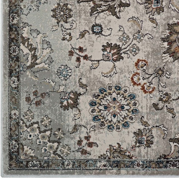 3 ft x 5 ft rug Modway Furniture Rugs Silver Blue, Beige and Brown