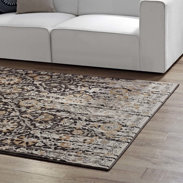 grey floor rug Modway Furniture Rugs Black and Beige