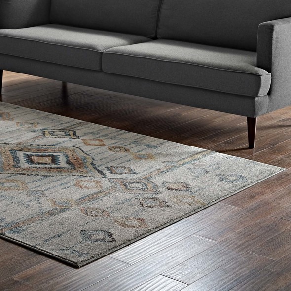10 x14 Modway Furniture Rugs Silver Blue, Beige and Brown