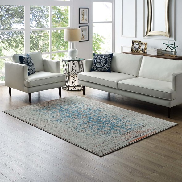 blue indoor rugs Modway Furniture Rugs Teal, Beige and Brown