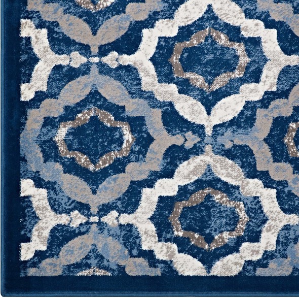 large floor rugs Modway Furniture Rugs Beige, Moroccan Blue and Ivory