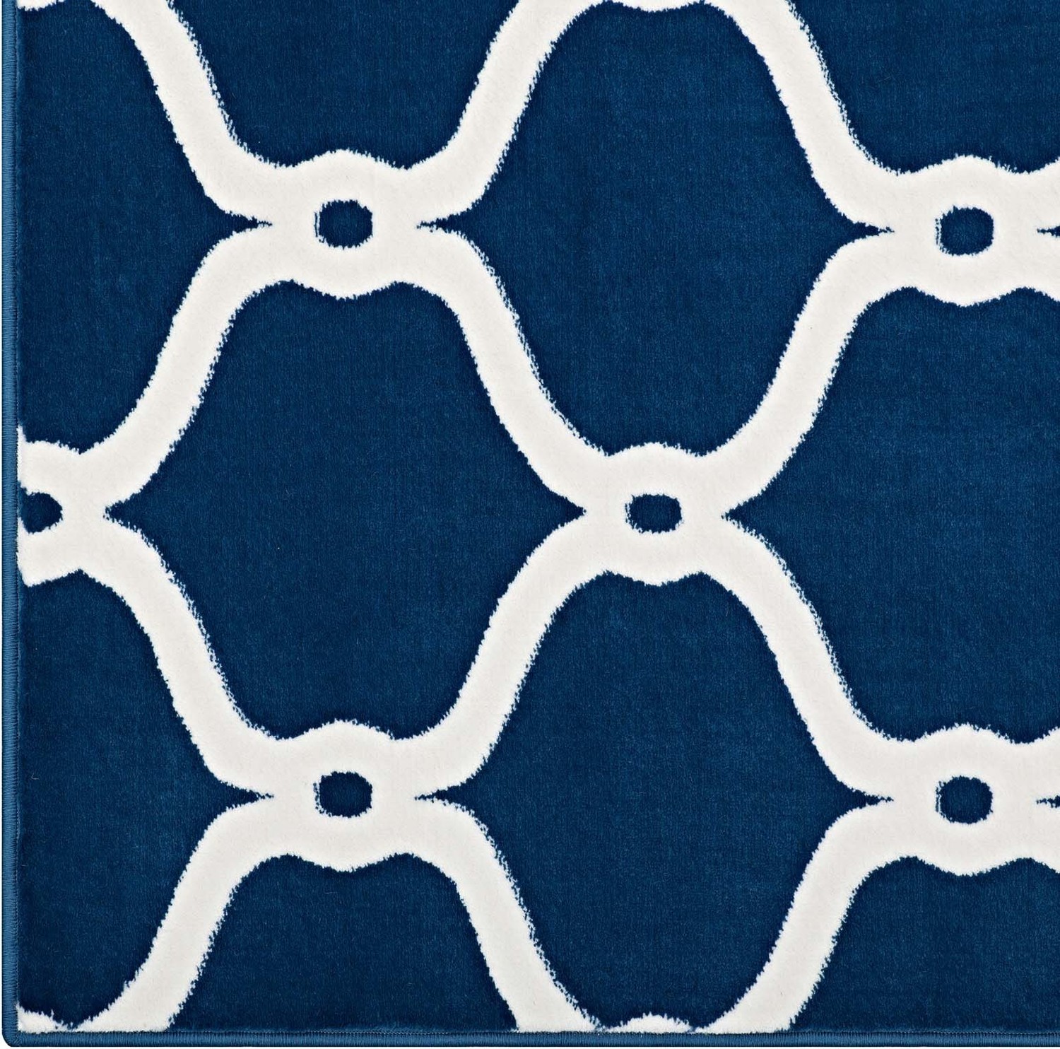 shag rag rug Modway Furniture Rugs Moroccan Blue and Ivory