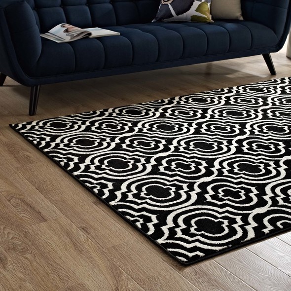 blue yellow rug Modway Furniture Rugs Black and White