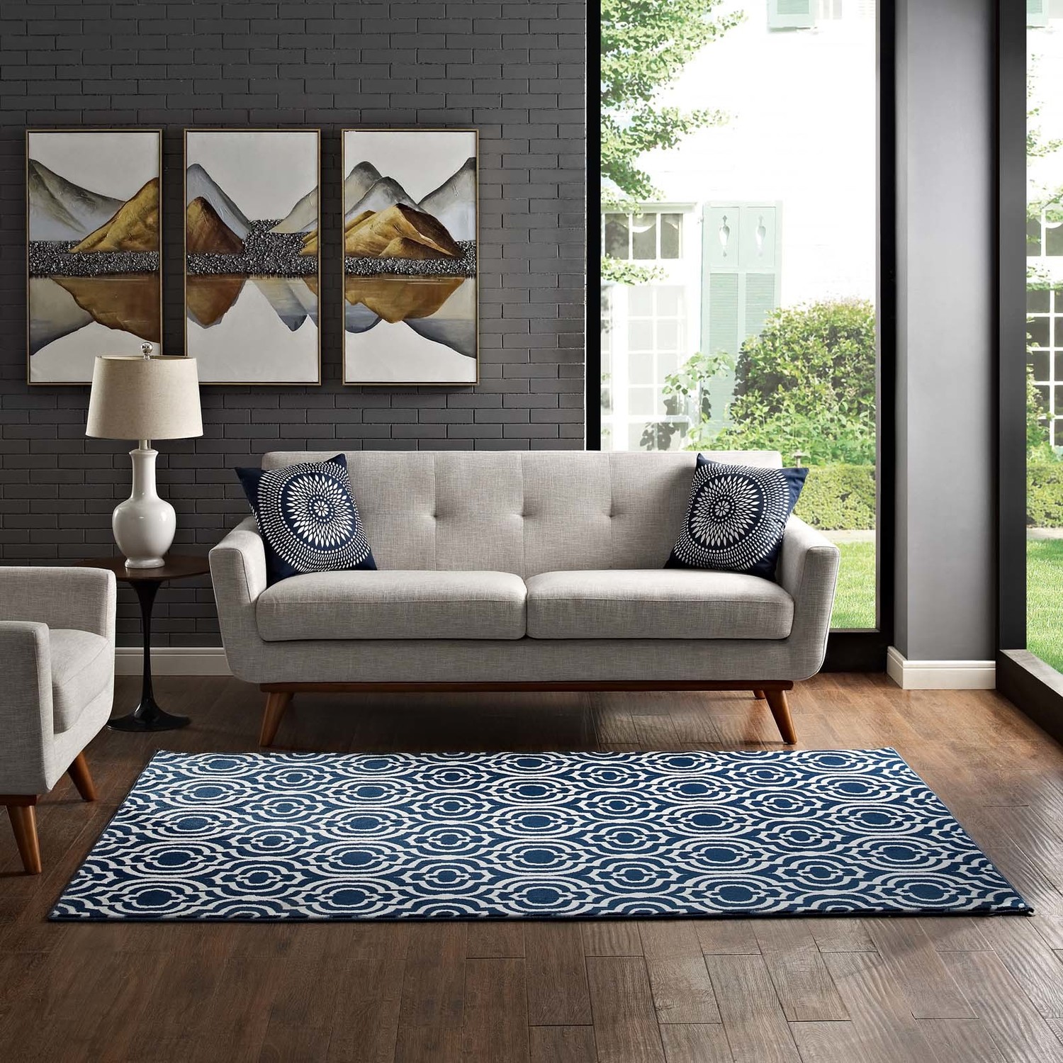 discount area rugs Modway Furniture Rugs Moroccan Blue and Ivory