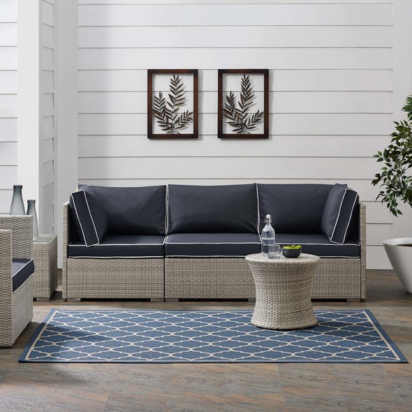 blue gray white rug Modway Furniture Rugs Blue and Beige