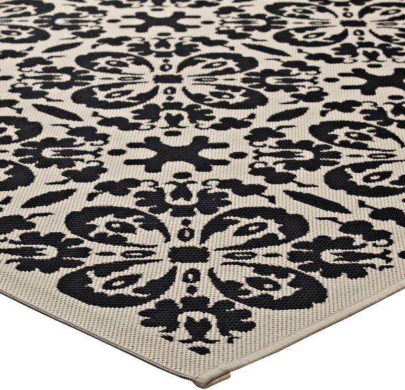 hand tufted rug Modway Furniture Rugs Black and Beige