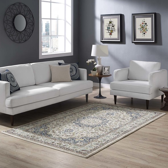 blue white and grey rug Modway Furniture Rugs Multicolored