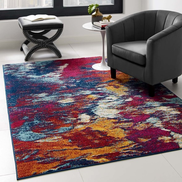 colorful kitchen rugs Modway Furniture Rugs Blue, Orange, Yellow, Red