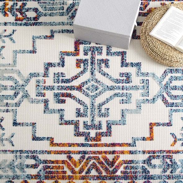 blue pattern rug Modway Furniture Rugs Multicolored