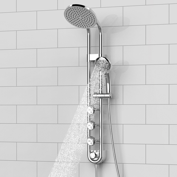 matte black shower system with tub spout Pulse Chrome